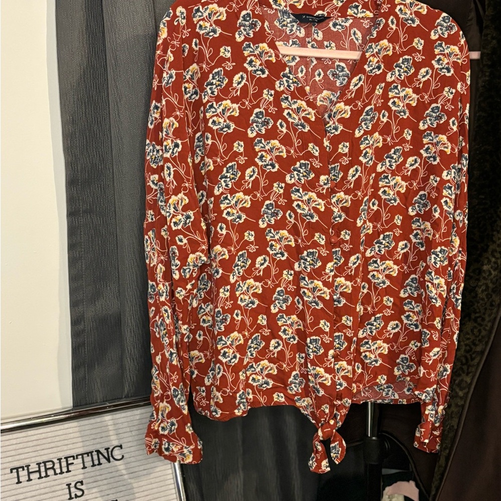 Floral Red Blouse
